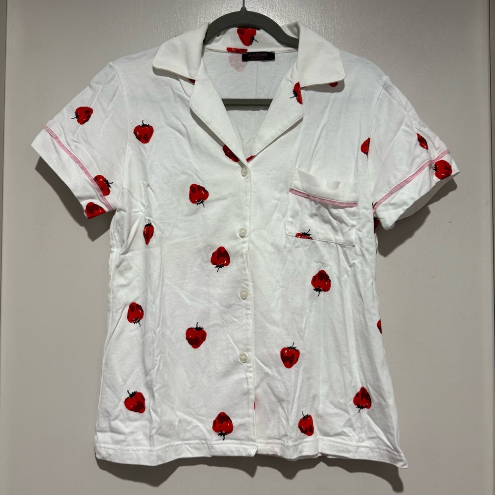 Strawberry Print Shorts PJ SET - L